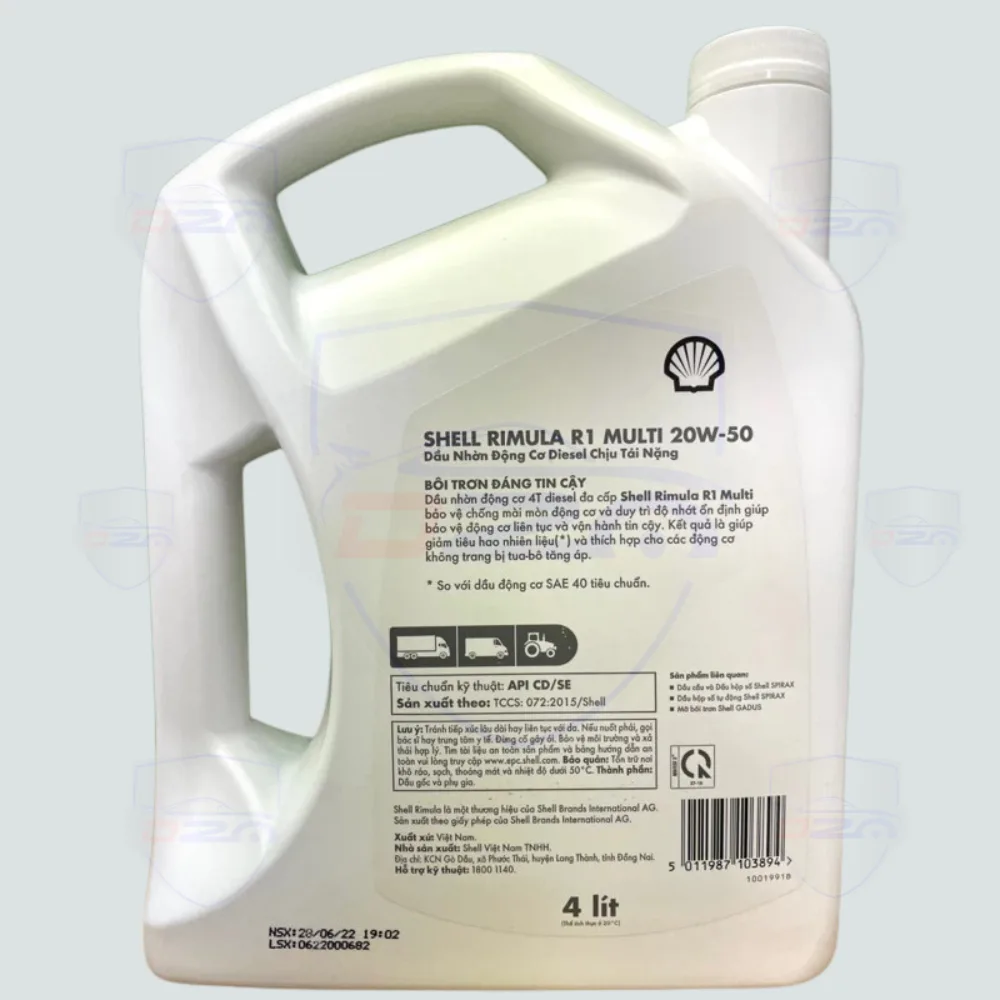 Dầu Động Cơ Diesel Shell RIMULA R1 MULTI 20W-50 CD/SE (4 Lít) - Không Dùng Tourbo