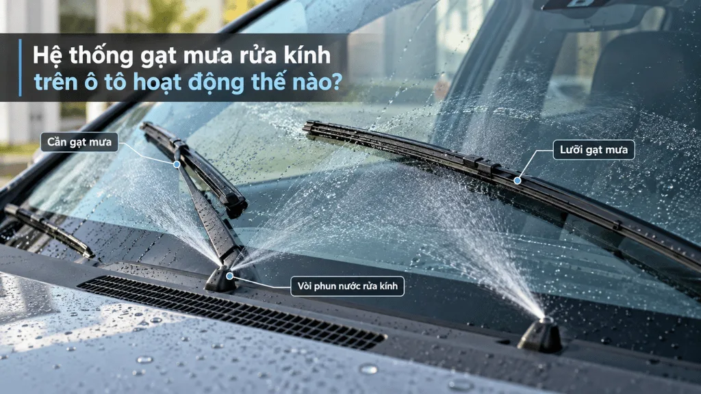 Hệ thống gạt mưa rửa kính trên ô tô hoạt động thế nào?