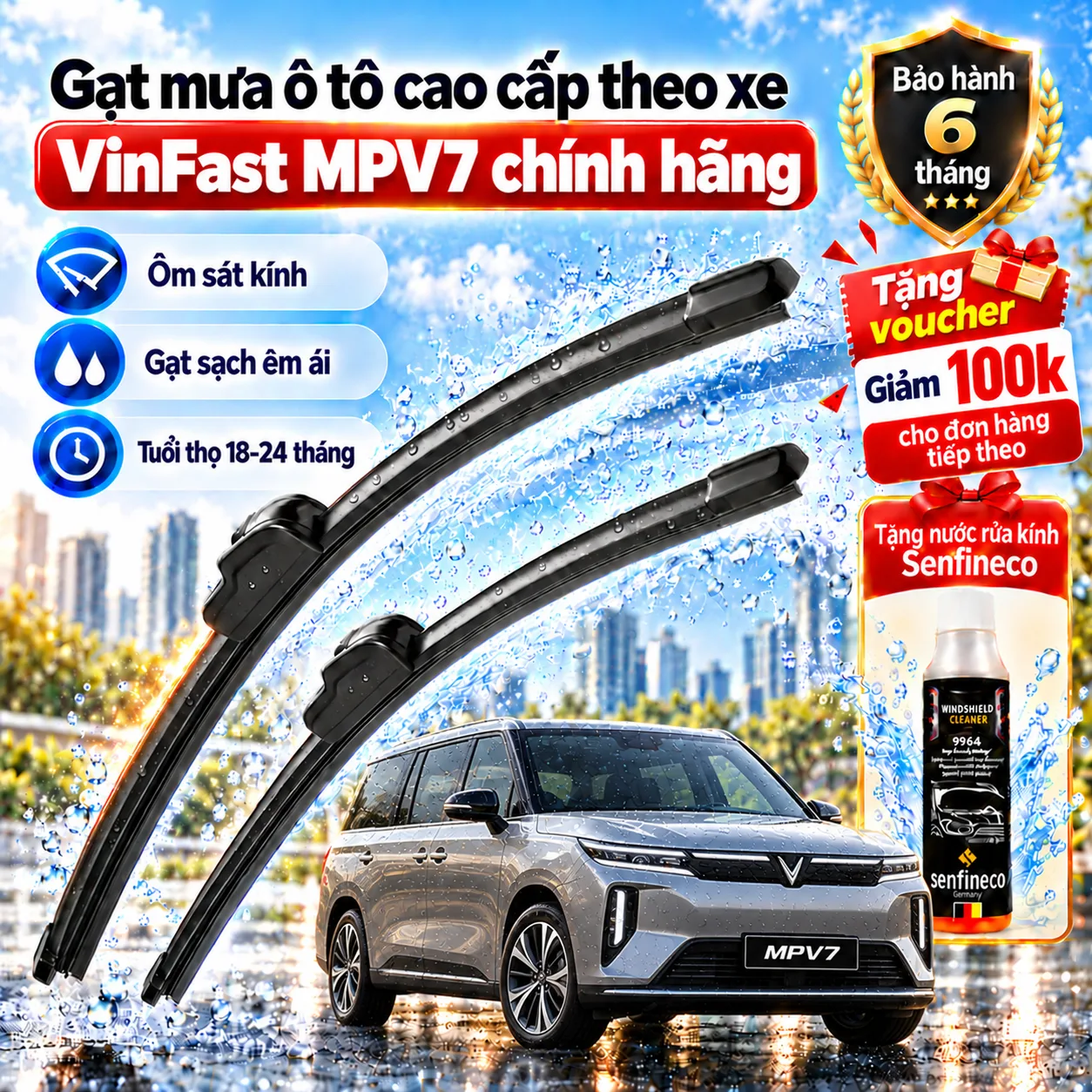 Gạt mưa ô tô cao cấp theo xe VinFast MPV7 chính hãng.