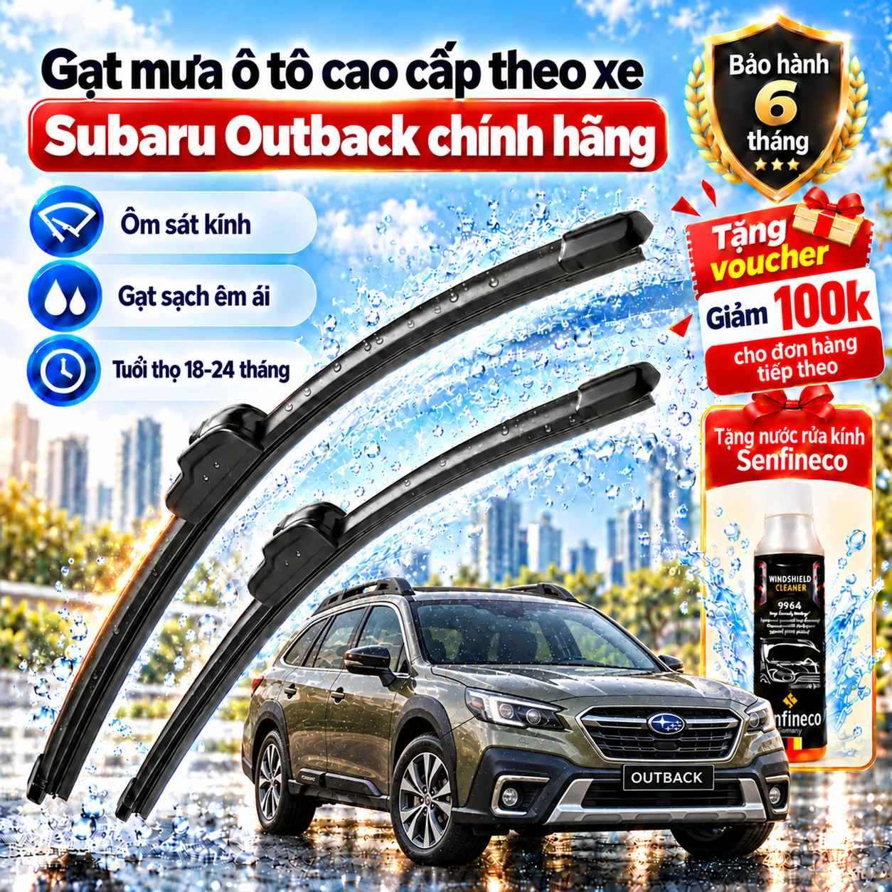 Gạt mưa ô tô cao cấp theo xe Subaru-Outback chính hãng.