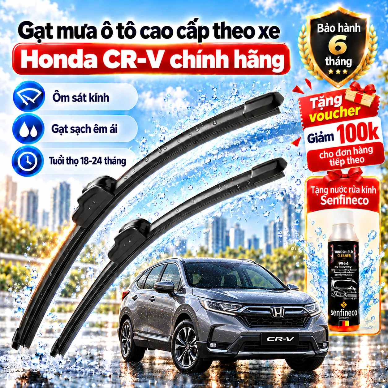 Gạt mưa ô tô cao cấp theo xe Honda Cr-V chính hãng.