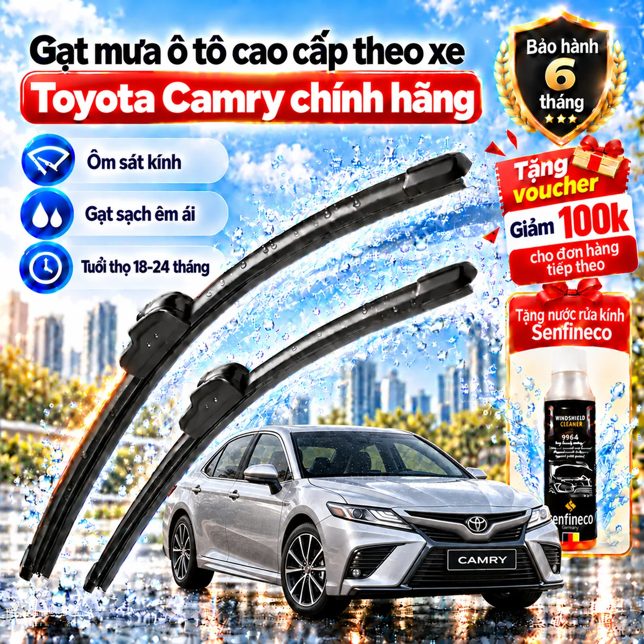 Gạt mưa ô tô cao cấp theo xe Toyota Camry chính hãng.
