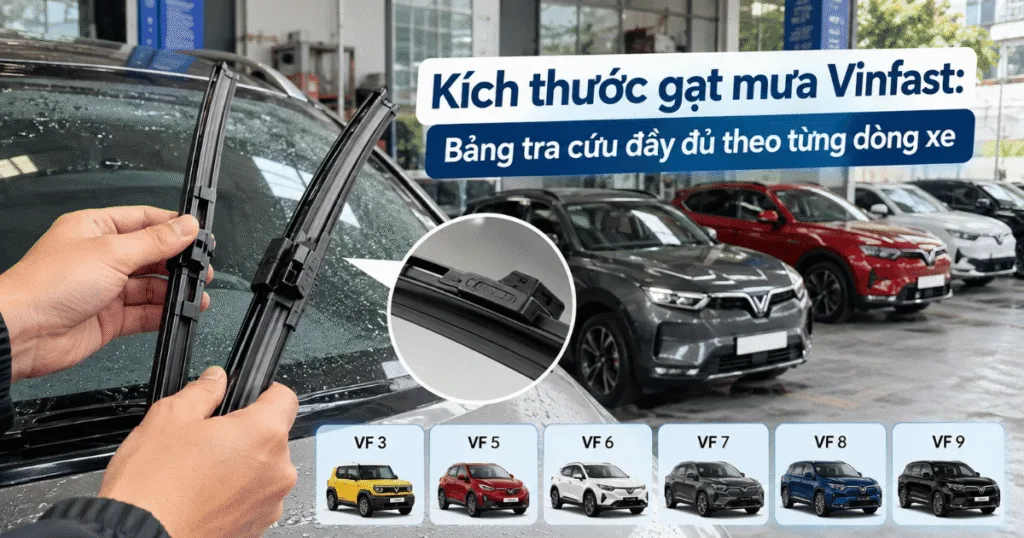 Kích thước gạt mưa Vinfast: Bảng tra cứu đầy đủ theo từng dòng xe